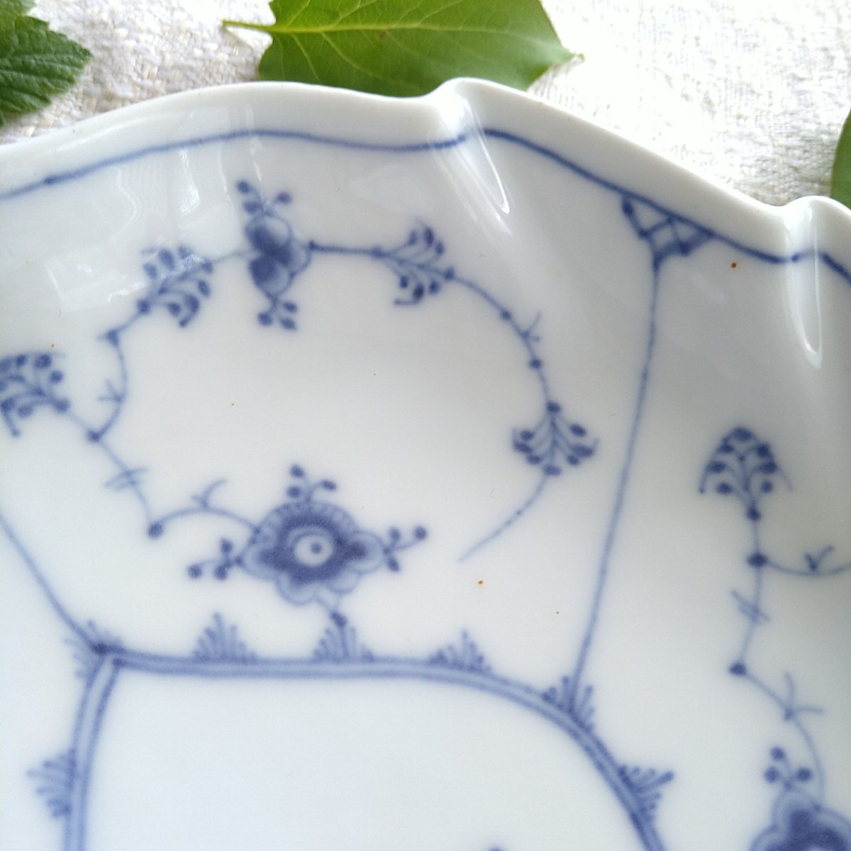 1924～1934年のRoyalCopenhagenブルーフルーテッドプレイン葉っぱ皿約