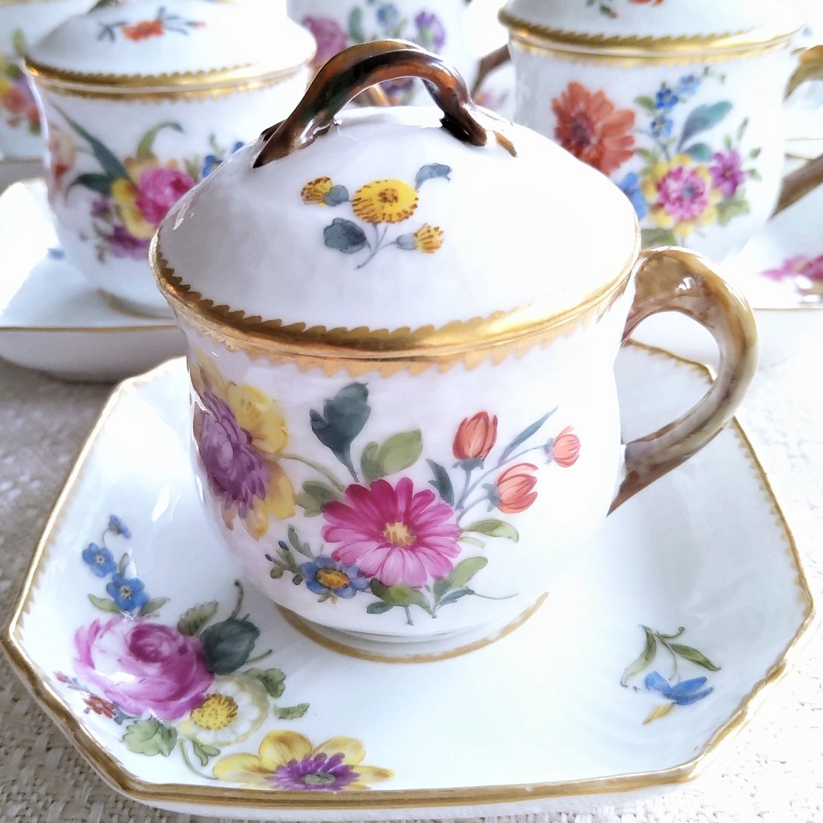 1870～1922年RoyalCopenhagenサクソンフラワーのカスタードカップ