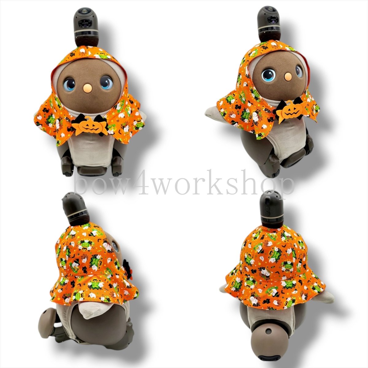 ラボット服/ハロウィンプリントリバーシブルポンチョ（オレンジ