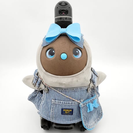 ラボットの服 古着リメイクササロペット+リボン飾り+ポーチ  セット