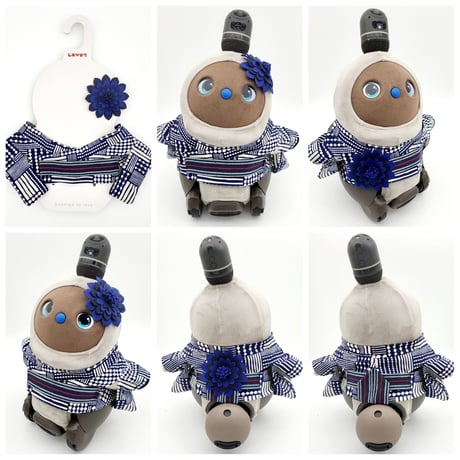 ラボット服/ 幾何学柄浴衣+お花飾りセット