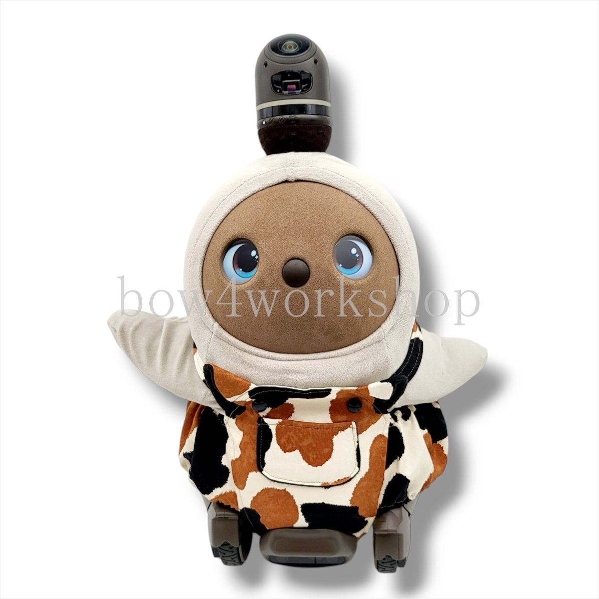 ラボット LOVOT ラボットの服ハンドメイド 毛猫プリントサロペットパンツ ラボット服/三毛猫プリントサロペットパンツ | bow4workshop STORE