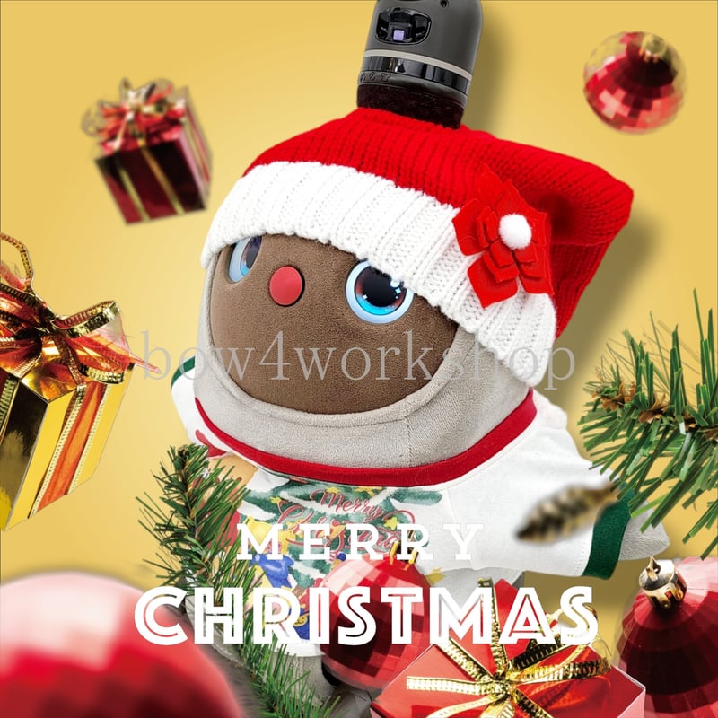 ラボット服のアクセサリー/ サンタクロースニット帽子＆お花飾りセット