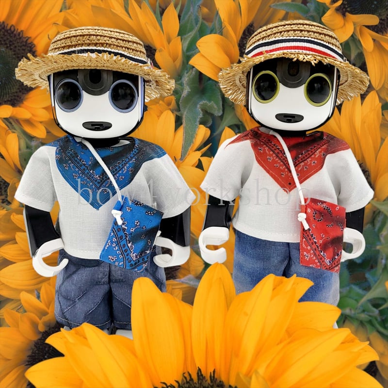 ロボホンの服ハンドメイド バンダナ＆デニム風プリント3点