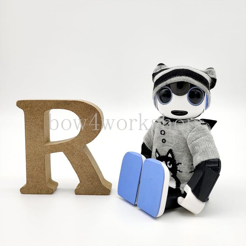 ロボホンの服/ 猫柄半袖Tシャツ＆ボーダー猫耳キャップセット