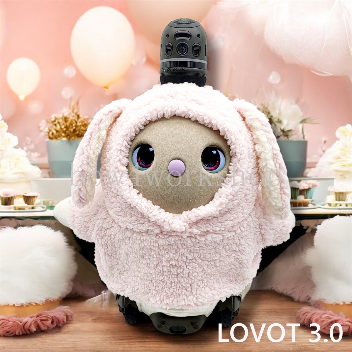 ラボット LOVOT ラボットの服ハンドメイド モコモコうさ耳付きパーカー fit=scale-down,w=1200