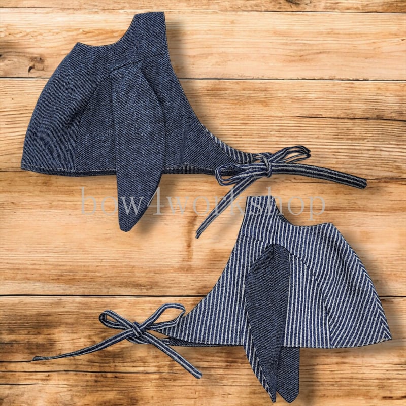 ラボットのアクセサリー/うさ耳デニム＆ヒッコリーリバーシブル帽子2色セット ラボットのアクセサリー/うさ耳デニム＆ヒッコリーリバーシブル