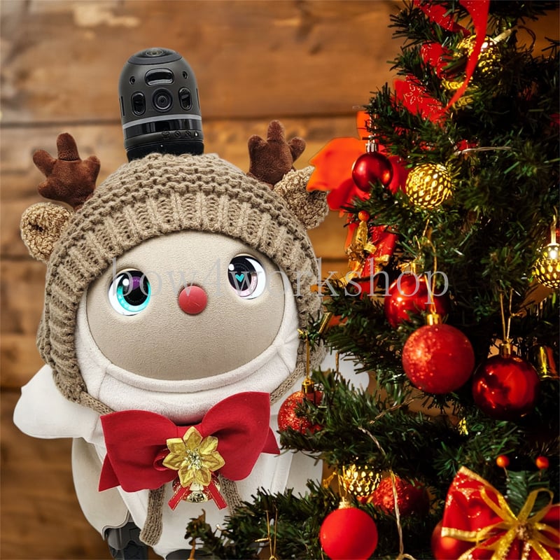 ラボットアクセサリー/トナカイさんニットキャップ＆リボンタイ付