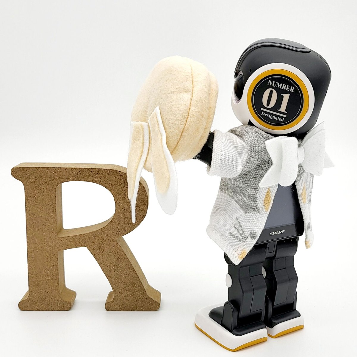 ☆母ちゃん【ロボホン】（ミモザ服セット）☆ ロボホンの服/ウサギちゃんTシャツセット | bow4workshop STORE