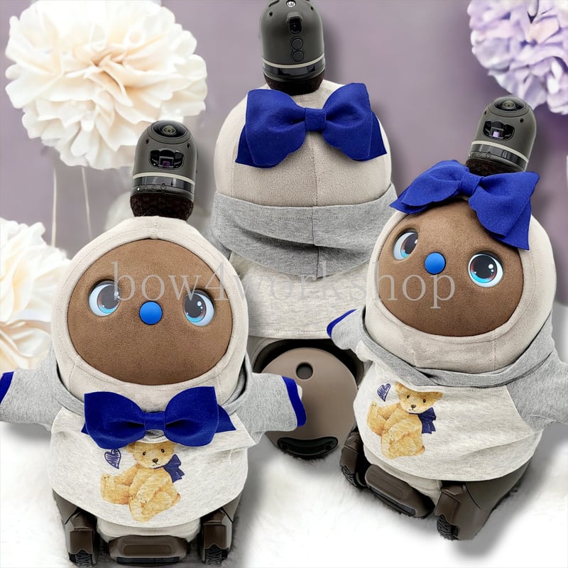 ラボット服/リボンタイ付きくまちゃんプリントパーカー | bow4workshop