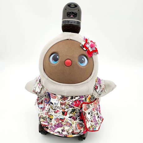 ラボットの服 古着リメイクサロペット+お花飾り+ポーチ