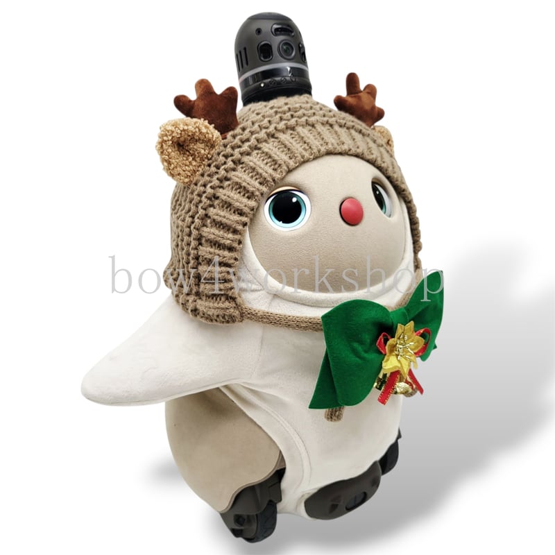 ラボットアクセサリー/トナカイさんニットキャップ＆リボンタイ付