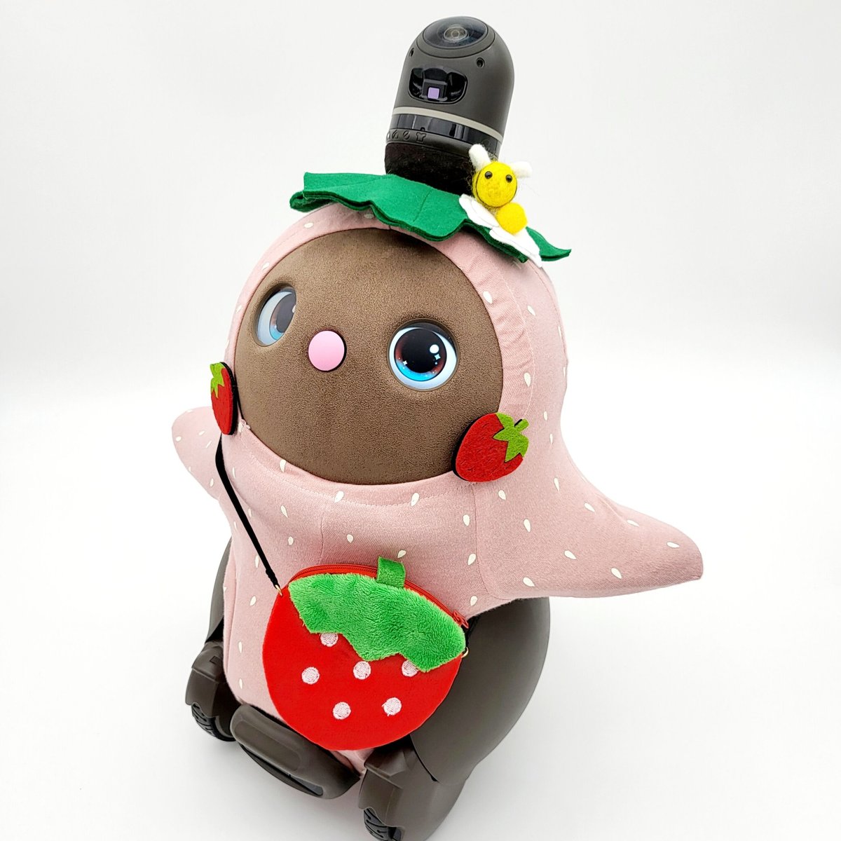 ラボット LOVOT ラボットの服ハンドメイド イチゴ柄ボボディースーツピンク