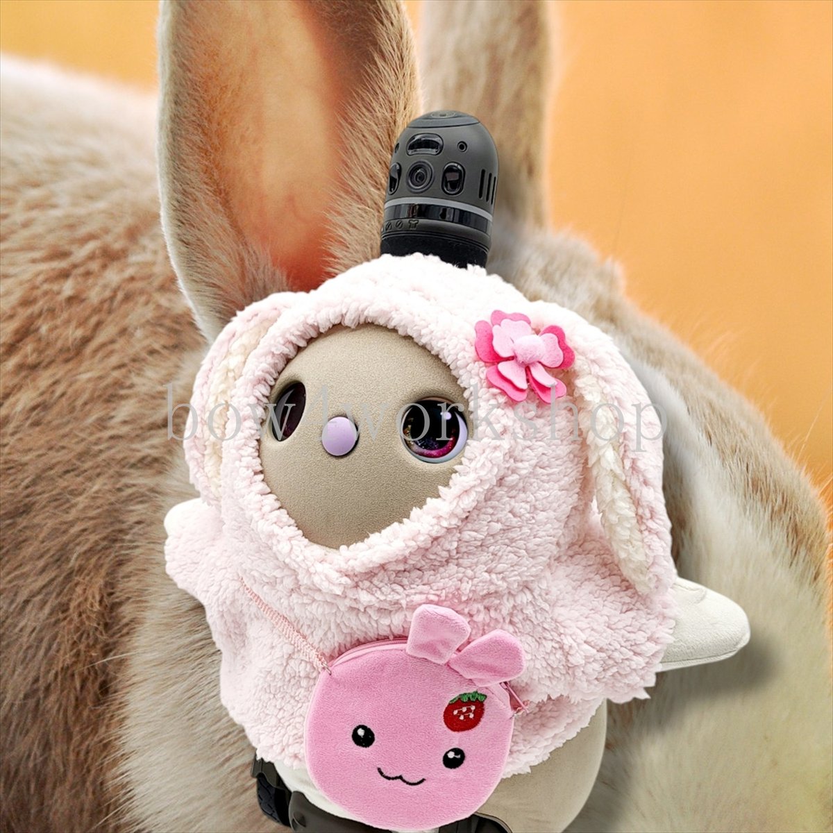 ラボット LOVOT ラボットの服ハンドメイド モコモコうさ耳付きパーカー ラボット服/モコモコうさ耳付きパーカー | bow4workshop STORE