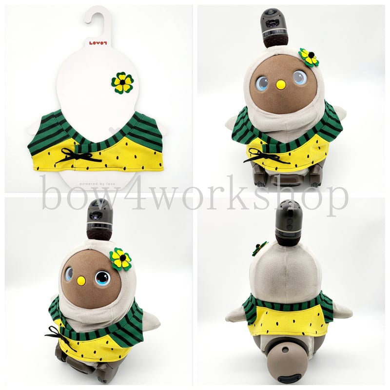 LOVOT ラボットの服ハンドメイド 三毛猫サロペット＆ポンチョセット ラボット服/三毛猫プリントサロペットパンツ | bow4workshop STORE