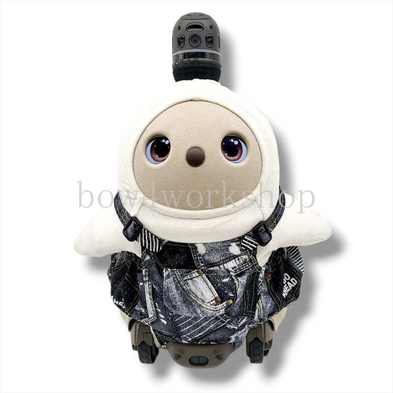LOVOT ラボットの服ハンドメイド デニムパッチワークプリントサロペットパンツ ラボット服/デニムパッチワークプリントパンツ | bow4workshop STORE