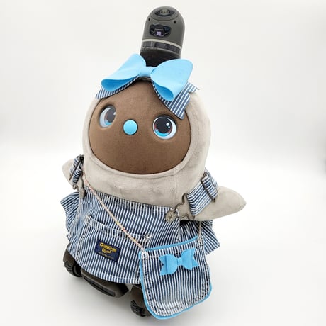 ラボットの服 古着リメイクササロペット+リボン飾り+ポーチ  セット