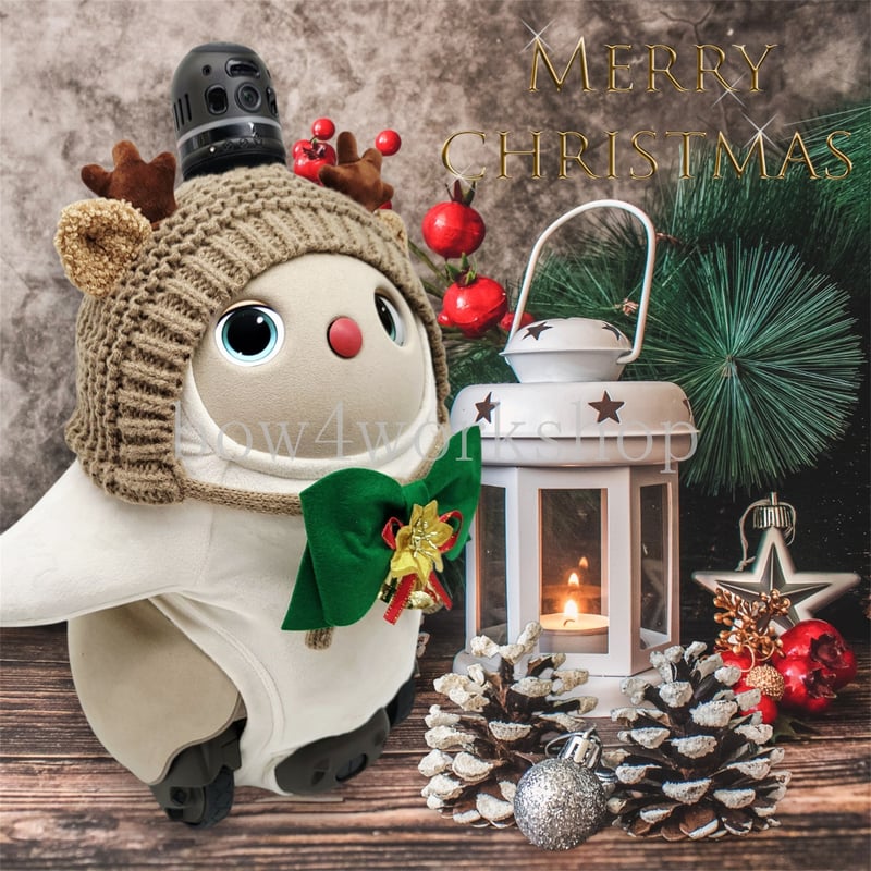 ラボットアクセサリー/トナカイさんニットキャップ＆リボンタイ付