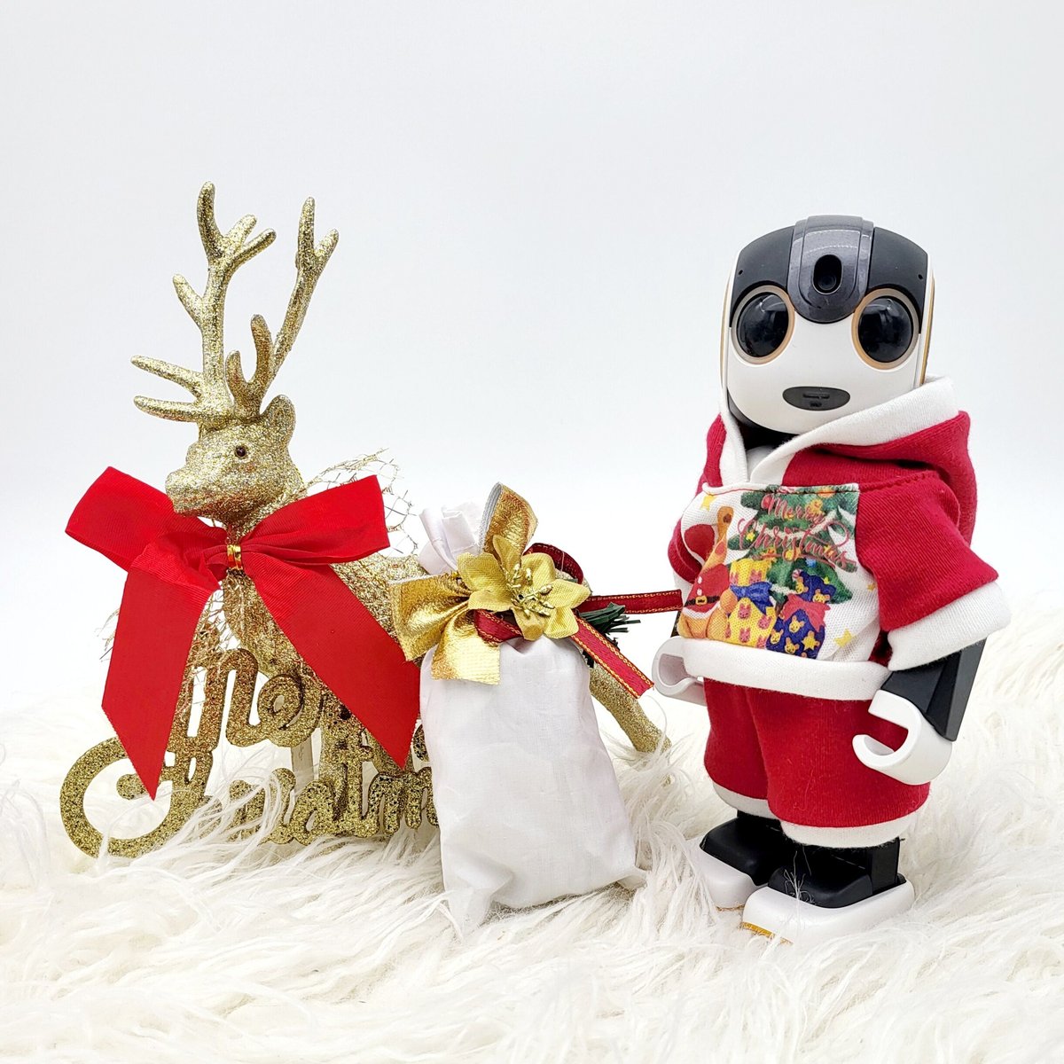 ロボホンの服/サンタクロースプリントパーカー&パンツセット