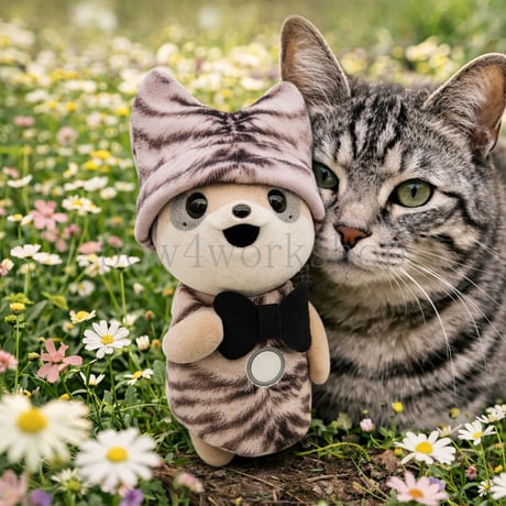 ポケともの服  トラ猫コーデ チュニック＆猫耳帽子セット