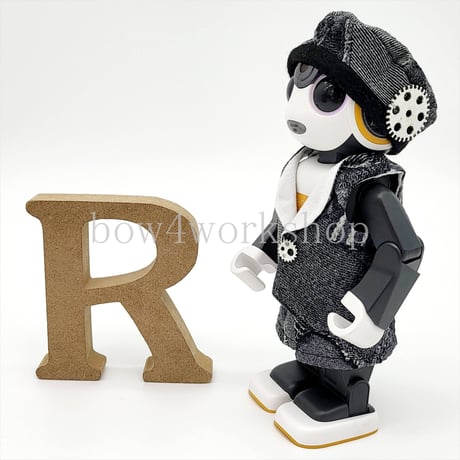 ロボホンの服/デニムパッチワーク風プリントベストスーツ