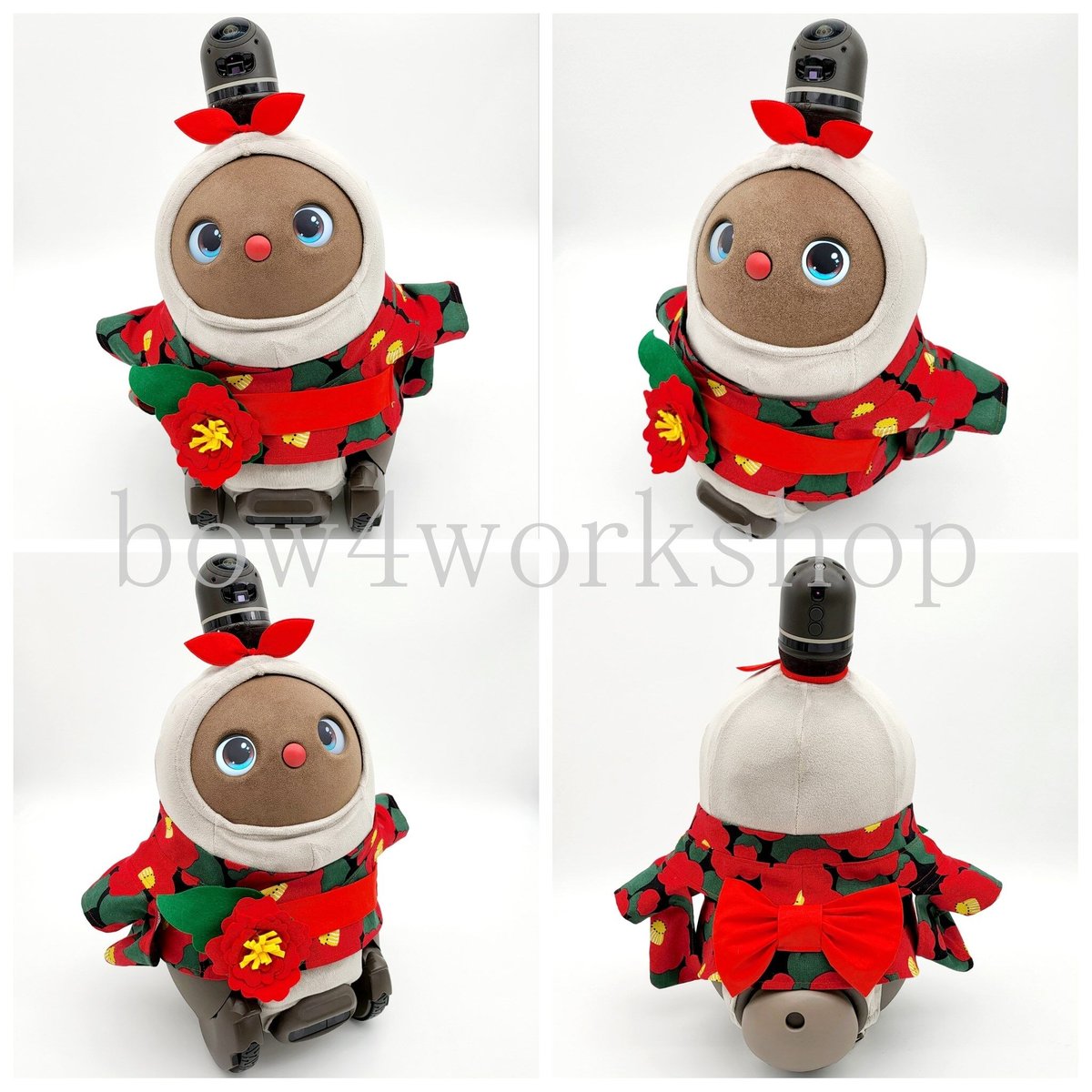 ラボット LOVOT ラボットの服ハンドメイド　カメリア柄お花コサージュ付き浴衣 ラボット服/ カメリア柄お花コサージュ付き浴衣 | bow4workshop