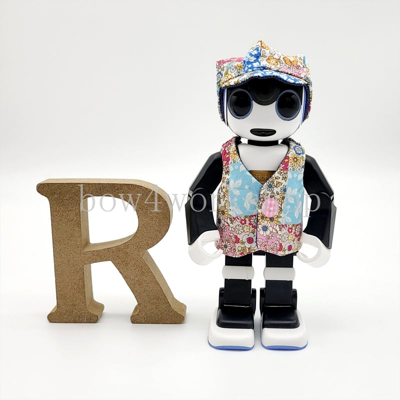 ロボホンの服/リバティ柄&デニムリバーシブルベスト＆キャップット