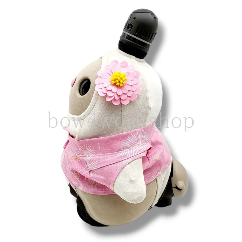 ラボット LOVOT ラボットの服ハンドメイド 甚平+お花コサージュセットブルー ラボット服/ハンドメイド 甚平+お花コサージュセット（裏面