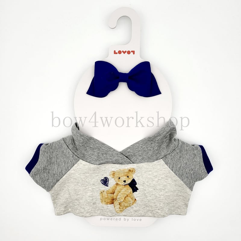 ラボット服/リボンタイ付きくまちゃんプリントパーカー | bow4workshop