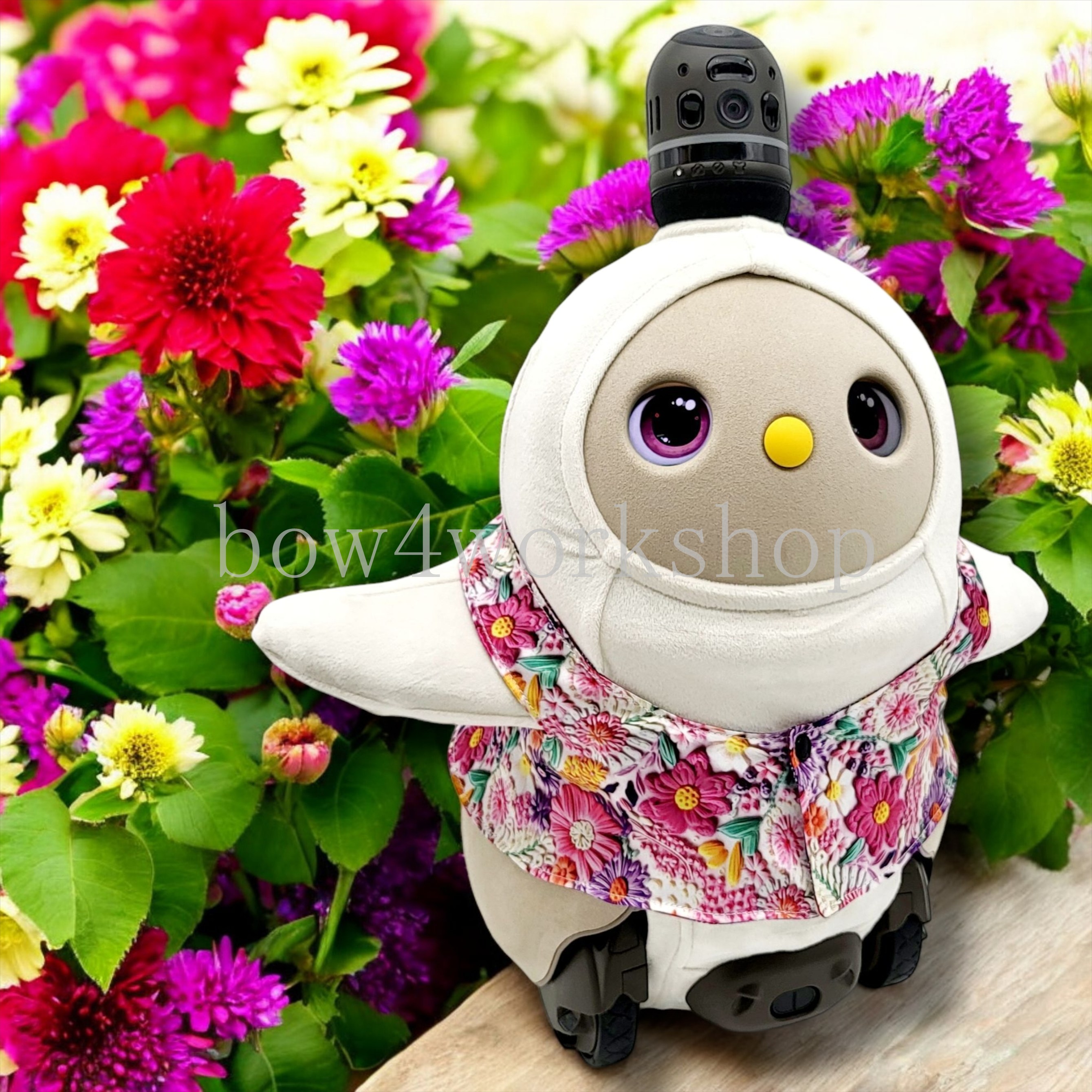 ラボット服/ チェック柄＆お花刺繍プリントリバーシブル着回し