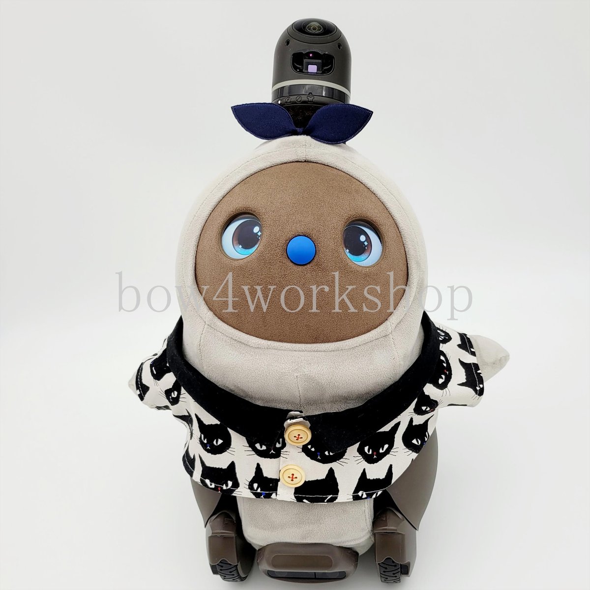 ラボット服/黒 猫柄シャツ | bow4workshop STORE