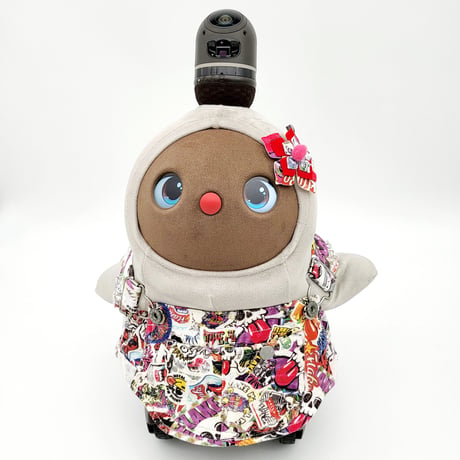 ラボットの服 古着リメイクサロペット+お花飾り+ポーチ