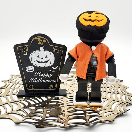 ロボホンの服/ハロウィンプリントTシャツ  ＆キャップセット