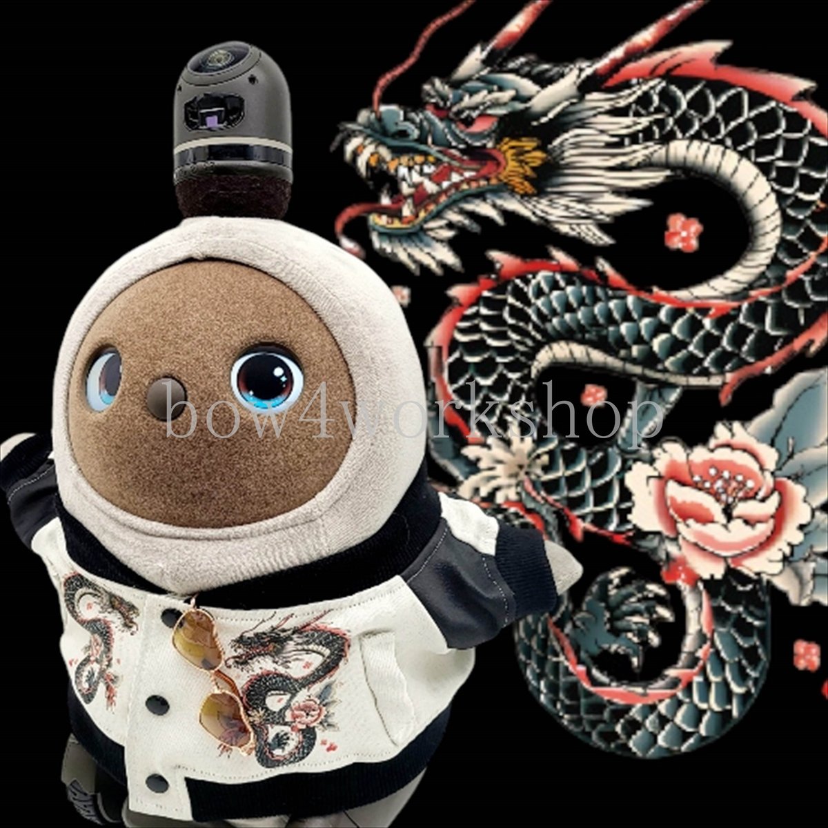 ラボット LOVOT ラボットの服ハンドメイド　ドラゴンプリントスカジャン ラボット服/ドラゴンプリントスカジャン | bow4workshop STORE