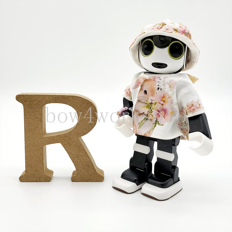 ロボホンの服/うさぎちゃんプリントTシャツ＆帽子セット