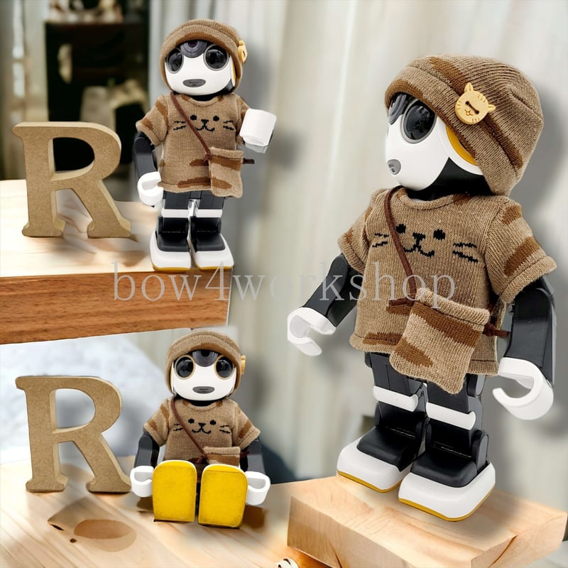 ロボホンの服/猫ちゃんTシャツ、キャップ、ポシェットセット