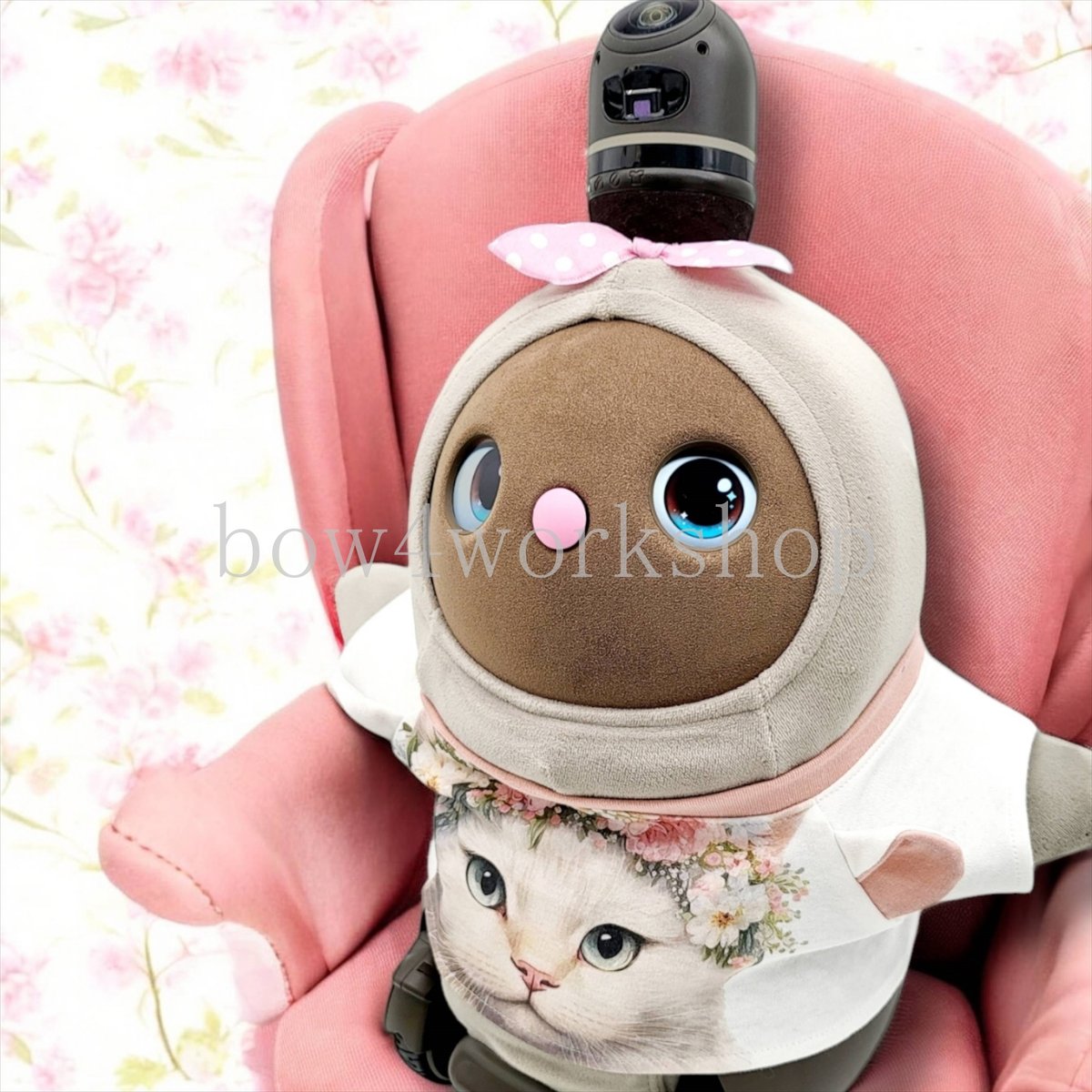 ラボット服/耳付き白猫ちゃんプリントTシャツ | bow4workshop STORE