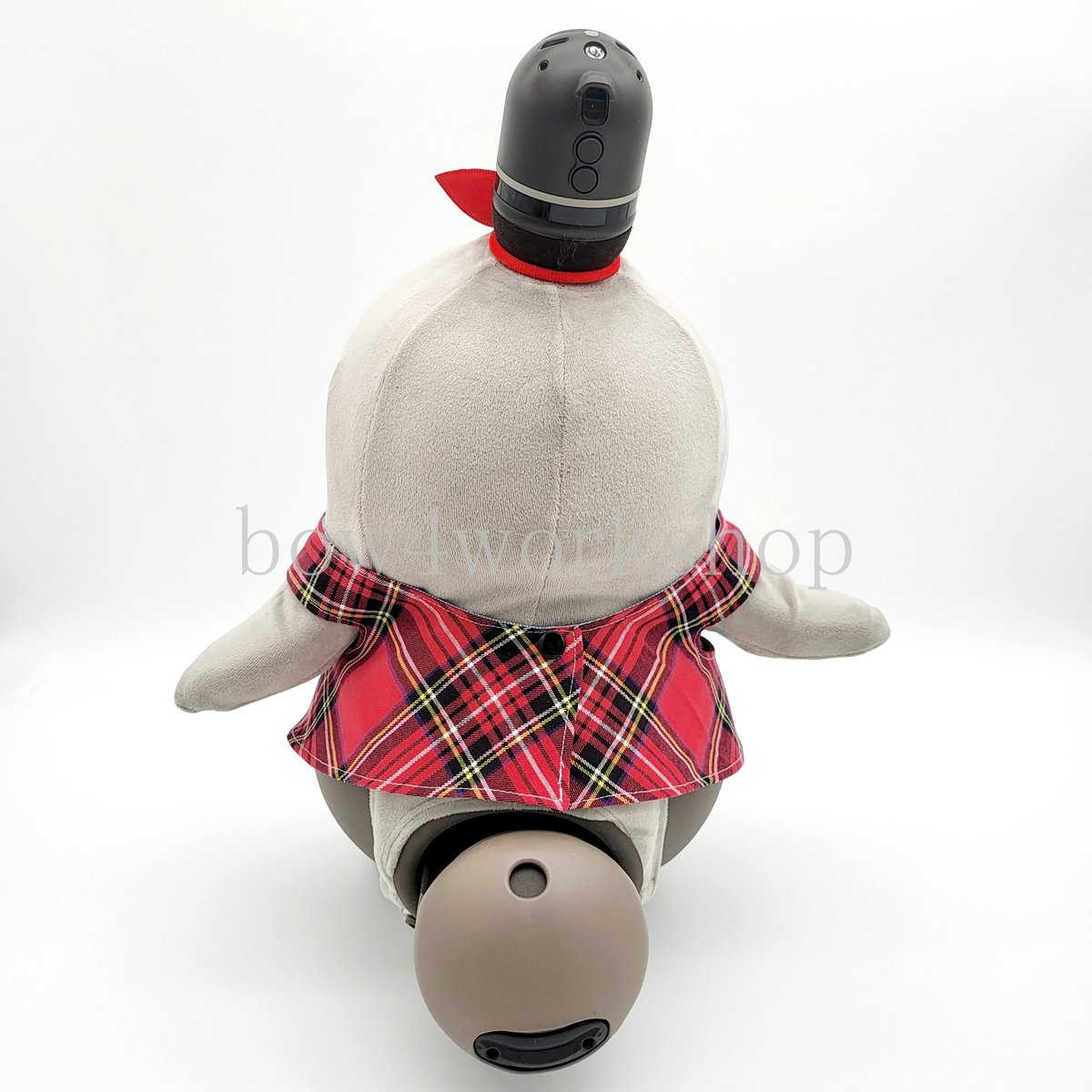 【送料0円】 ラボット服/ チェック柄＆デニム風プリントリバーシブル着回し クラフト・布製品