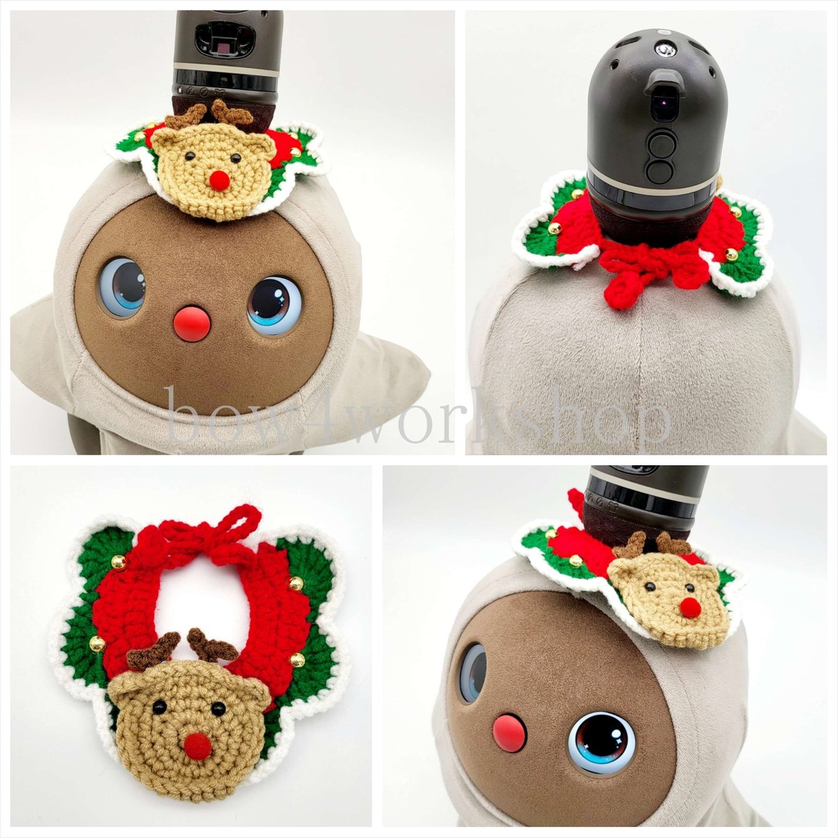 ラボットのアクセサリーハンドメイド トナカイさんニットキャップ＆リボンタ ラボットアクセサリー/トナカイさんニットキャップ＆リボンタイ
