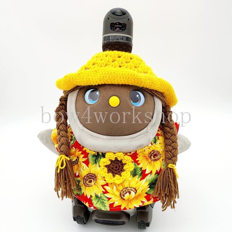 ラボットアクセサリー/ひまわりコサージュ付き三つ編みウィッグニット