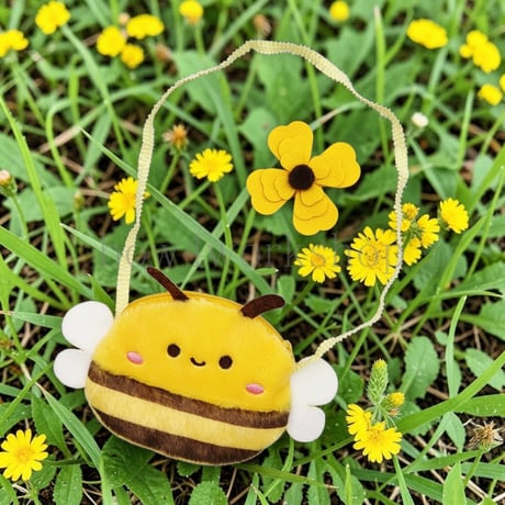 KATAフレンズアクセサリー　ミツバチポシェット＆お花飾りセット