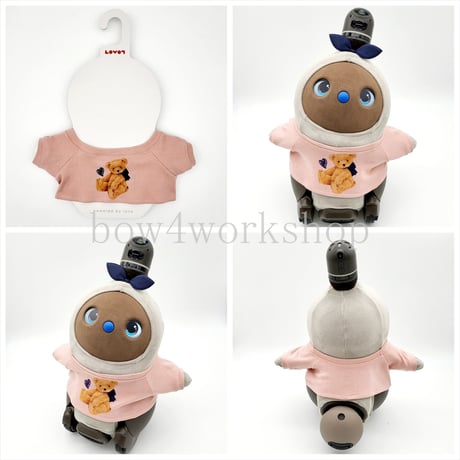 ラボット服/くまちゃんプリントピンクベースTシャツ