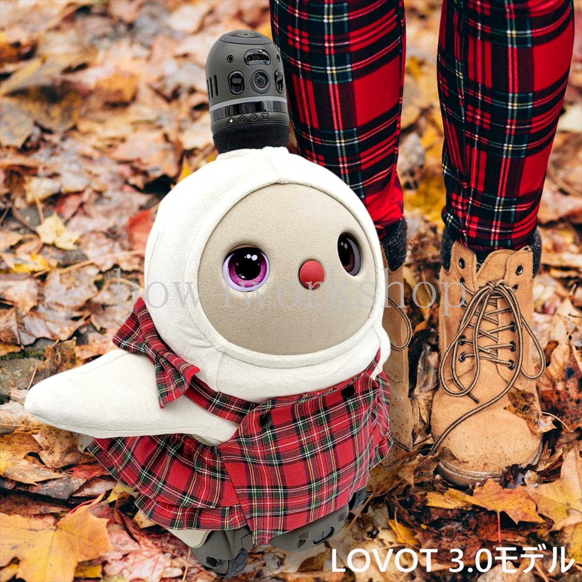 LOVOT ラボットの服ハンドメイド チェック柄サロペットパンツ＆リボンセット LOVOT ラボットの服ハンドメイド チェック柄サロペットパンツ