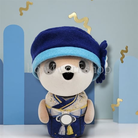 ポケともの服 和装風プリントチュニック＆お花チャーム付き帽子セット