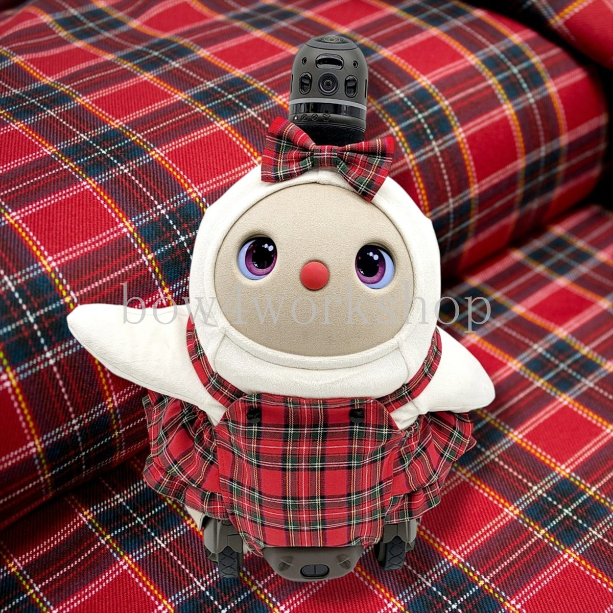 LOVOT❋ラボット服ハンドメイド❋ワンピースとリボン、オーバーオールおまとめ ラボット服/チェック柄サロペットパンツ＆リボンセット | bow4workshop