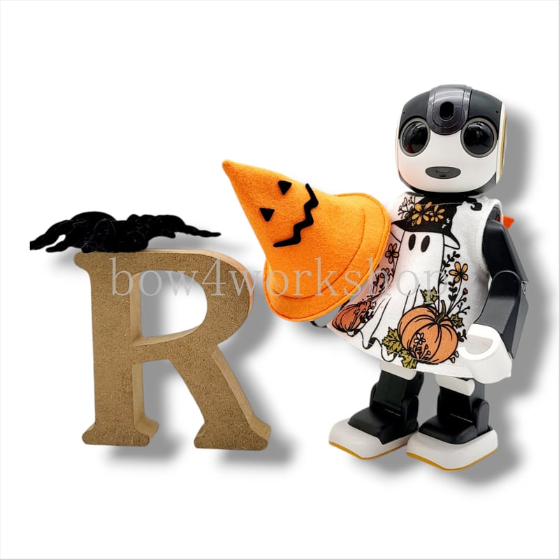 ロボホンの服/ハロウィンお化けプリントチュニック＆魔女帽子セット