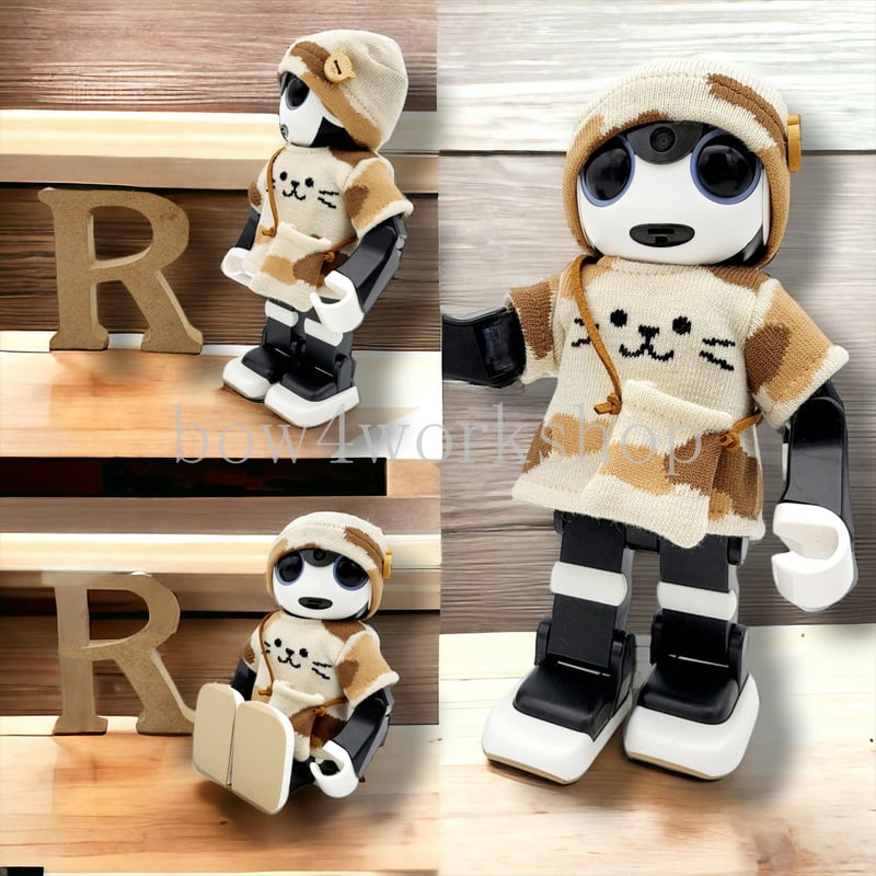 ロボホンの服/猫ちゃんTシャツ、キャップ、ポシェットセット