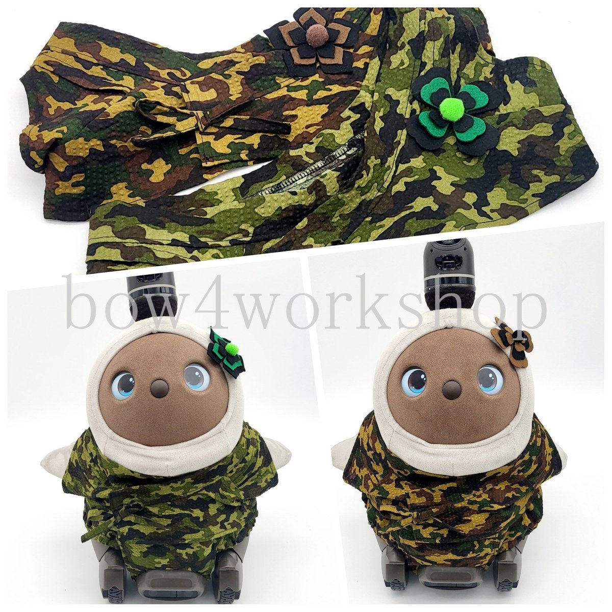 ラボット柄甚平・パンツ ラボット服/迷彩柄甚平+お花飾りセット 迷彩柄パンツ | bow4workshop STORE