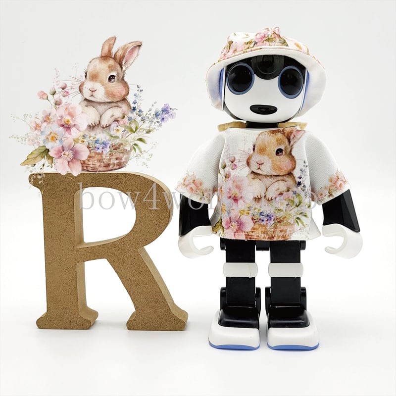 A/C　ロボホン　うさ耳帽子とツナギニットのセット　2着 ロボホンの服/うさぎちゃんプリントTシャツ＆帽子セット