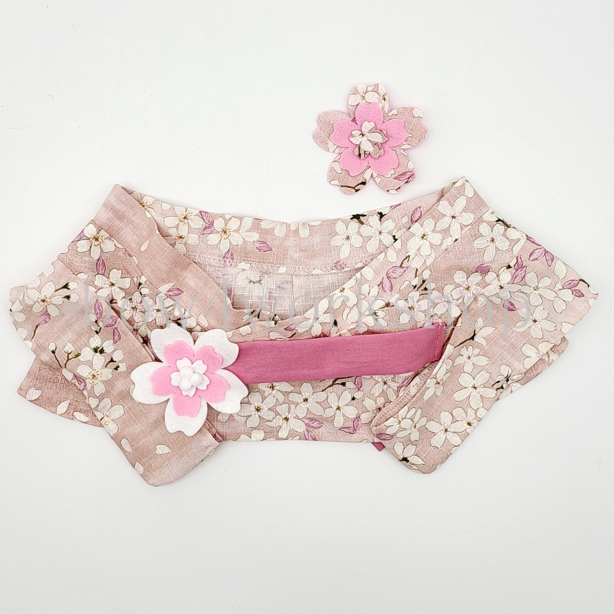 ラボット LOVOT ラボットの服ハンドメイド 桜柄浴衣セット(ブラック） ラボット服/桜柄浴衣セット | bow4workshop STORE